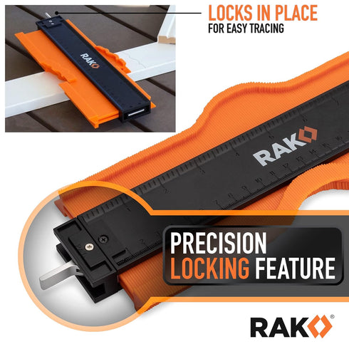 RAK Contour Gauge - 10 Inch Edge Profile Measuring Tool, Lock - Adjustable Irregular Shape Outline of Flooring, Laying Tile, Woodwork, Constructio...
