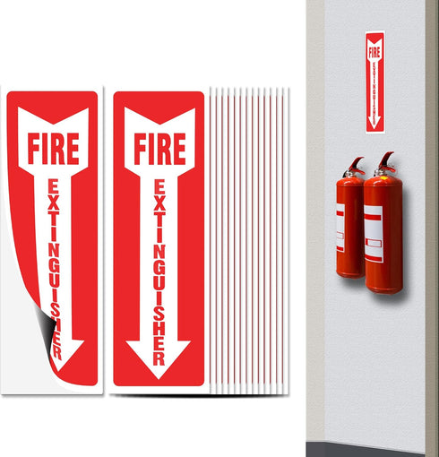 Fire Extinguisher Sign with Down Arrow, Safety Stickers, 15 Pack 4" x 12" Fire Extinguisher Signs Stickers, Durable Self Adhesive Decals, Weatherp...