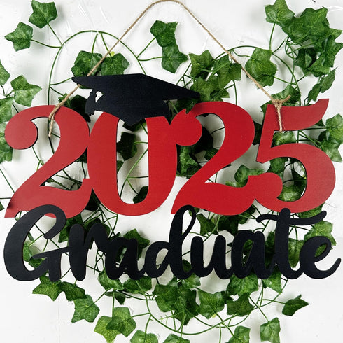 2025 Graduation Party Decorations Wooden Sign Red Class of 2025 Photo Booth Props 2025 Graduation Picture Props for 2025 Graduation Party Supplies...