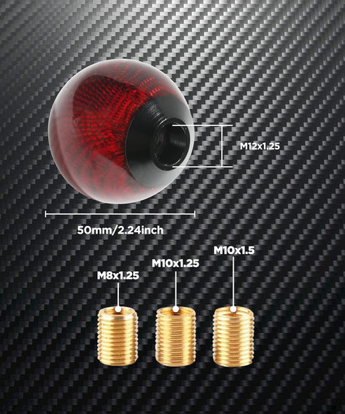 Universal Shifter Knob,Automatic Shift Knob Gear Shift Knob,Round Carbon Fiber Shift Knob with 3 Aluminum Adapter,Car Shift Lever Stick Shift Knob...