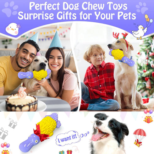 Dog Toys for Aggressive Chewers: Tough Dog Chew Toys-Large Squeaky Dog Toys for All Breed Sizes to Keep Them Busy (Purple)...