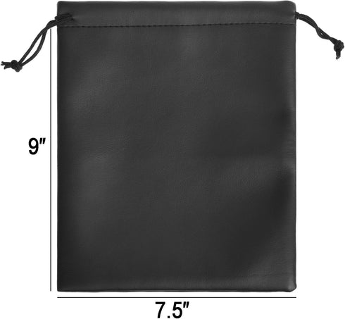 BCP 3pcs 7.5x9” Black Color PU Leather Double Drawstring Protection Headphone Pouch Bag Headphone Pouch (7.5x9)...