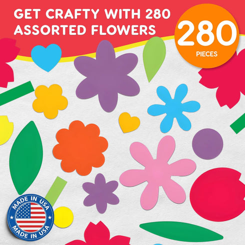 280 Pieces of DIY Flower Cutouts with IDEA Guide - 2-Sided Punch Out Tulips, Daisies, Daffodils, Flowers Ideal for Spring Craft Projects, and Moth...