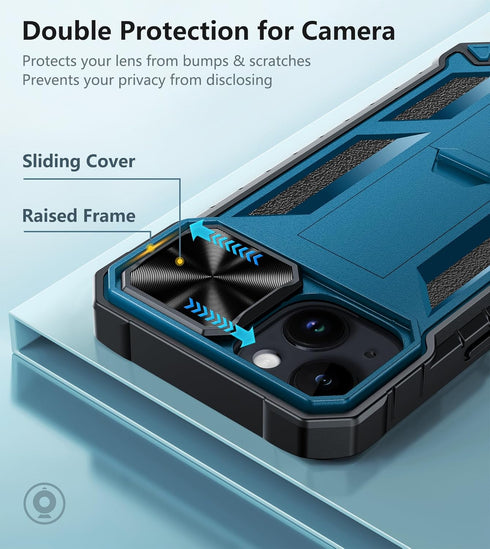 FNTCASE for iPhone 15 Protective Phone-Case: Military Grade Dropproof Cell Phone Cover with Kickstand & Slide | Heavy Duty Rugged Phonecase Bumper...