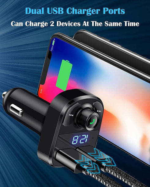 Handsfree Call Car Charger,Wireless Bluetooth FM Transmitter Radio Receiver,Mp3 Audio Music Stereo Adapter,Dual USB Port Charger Compatible for Al...