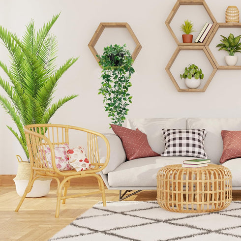 Whonline Fake Hanging Plants, Artificial Small Potted Plants for Indoor Outdoor Aesthetic Office Living Room Shelf Decor (1 Pack)...