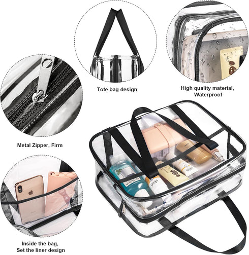 Clear Toiletry Bag Thick Transparent Cosmetic Bag Waterproof Makeup Artist Large Bag Diaper Case Luggage Organizer Storage Easy Clean Large......