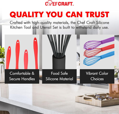 Chef Craft Premium Silicone Wire Cooking Whisk, 10.5 inch, Black...