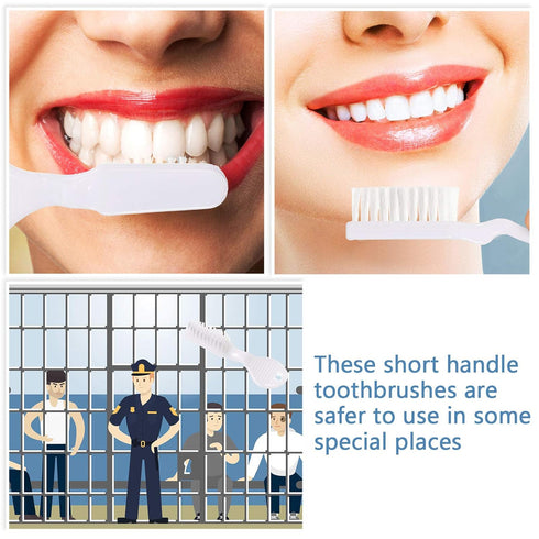 100 Pieces Handle Toothbrush Thumbprint Individually Packaged Security Toothbrush Bulk Toothbrush with Short Handle Soft Bristles, Portable Toothb...