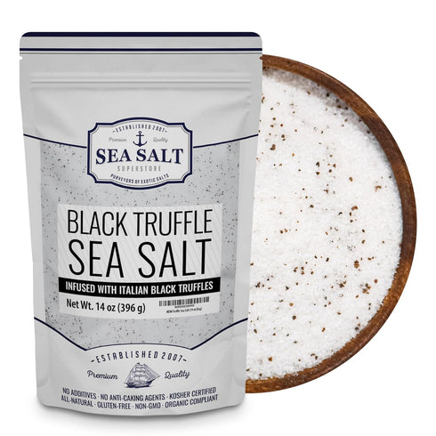 Truffle Salt, Finishing Sea Salt Infused with Black Truffle, Italian Black Truffle Seasoning, 14 oz Bag - Sea Salt Superstore...
