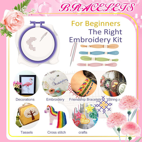 Friendship Bracelet String 50 Skeins Fashionable Rainbow Color Embroidery Floss Cross Stitch Embroidery Thread Cotton Floss Bracelet Yarn, Craft F...
