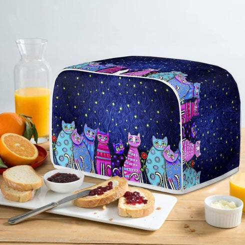 Colorful Cats Pattern Toaster Cover 2 Slice Small Appliance Covers Organizer Toaster Bag Bread Maker Cover Washable Toaster Oven Cover, S...