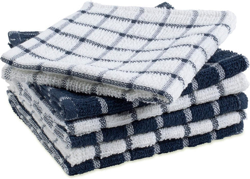 DII Basic Terry Collection Windowpane Dishcloth Set, 12x12, Nautical Blue, 6 Piece...