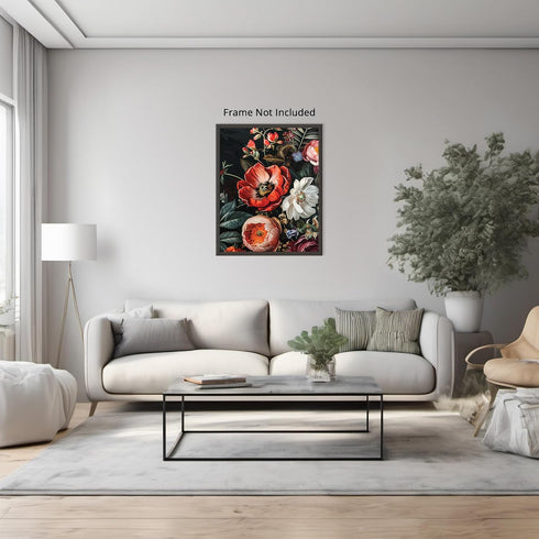 Posterizer 1 pcs-red-blush and white wild flowers-Floral & Botanical Art-Abstract & Modern Art-Decor for Home & Office- UNFRAMED Wall Art...