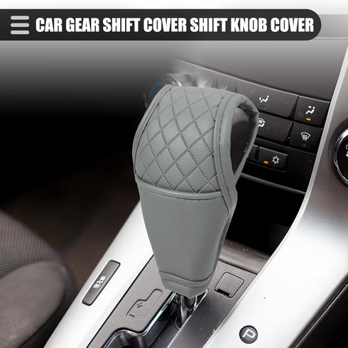 Motoforti Universal Car Gear Shift Cover Shift Knob Cover Gear Stick Cover Automatic Shift Gear Cover, Fashionable, Faux Leather, Gray...