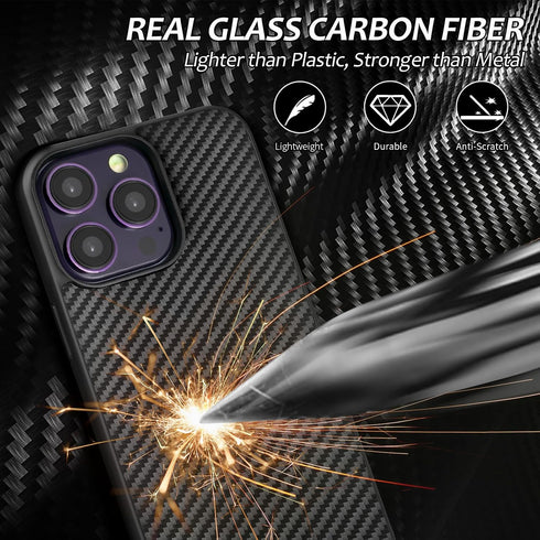 Case for iPhone 14 Pro Max Case, Glass Carbon Fiber iPhone Case for iPhone 14 Pro Max 6.7inch, Light Carbon Fiber Shockproof Slim 14 Pro Max Phone...