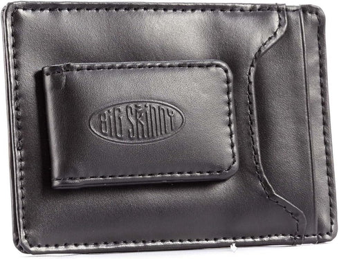 Big Skinny Men's Leather Magnetic Money Clip Slim Wallet, Holds Up to 12 Cards, Black...