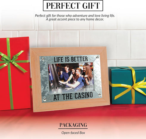 Pavilion Gift Company - Casino People - 9.5" x 7.5" Photo Picture Frame Self-Standing Casino Gambling Gambler Money Desk Home Decor...