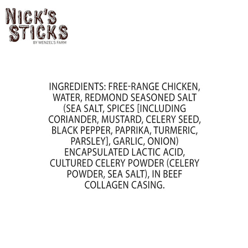 Nick's Sticks Free Range Clean & Balanced Chicken Snack Sticks | Made in the USA | Gluten Free | Paleo, Keto, Whole30 Approved | No Soy, Antibioti...