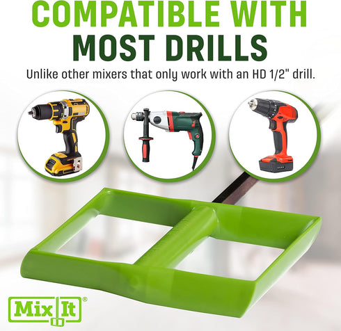 Drywall Mud Mixer for Paint, Epoxy Resin, Potting Soil, Joint Compound - ABS Paddle, 18" Length, Non-Slip 3/8" Zinc Plated Hex Shaft for 1/2" Dril...