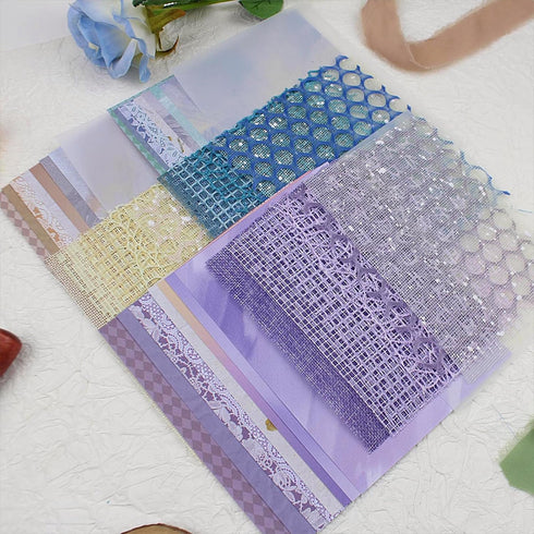 45Pcs Handmade Scrapbook Paper Set, Craft Textured Paper Sheet 7.1x5.2 Inches Mix Mesh Fabric Morandi Special Paper for Scrapbooking, Junk Journal...