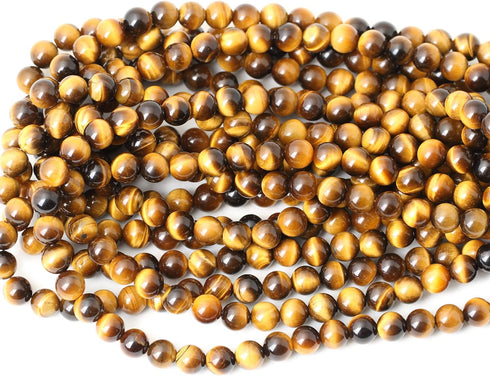 45PCS 8mm Natural Yellow Tiger Eye Stone Gemstone Round Loose Beads for Jewelry Making DIY Findings 1 Strand 15"...