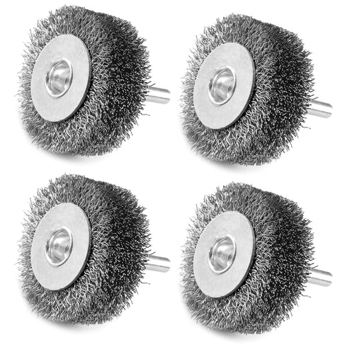 4 Pack 2 Inch Wire Brush Wheel for Drill, 0.0118" Coarse Crimped Carbon Steel Wire,1/4 Inch Round Shank, Wire Brush Drill Attachments,Heavy Duty W...