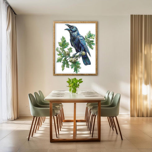 Posterizer 1 pcs-detailed natural history illustration of a raven-Corvus corax 2-Art for Animal Lovers-Gift for Men Women Teens-Chic Home Decor- u...