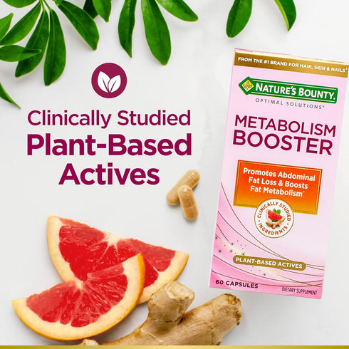 Nature’s Bounty Metabolism Booster Supplement, Boosts Fat Metabolism, Promotes Abdominal Fat Loss, with Citrus Extracts and Black Ginger, 60 Capsu...