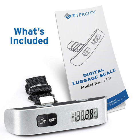 Etekcity Luggage Scale, Travel Essentials, Digital Suitcase Weight Scales for Travel Accessories, Hanging Baggage Scale with hook, 110 Pounds, Bat...
