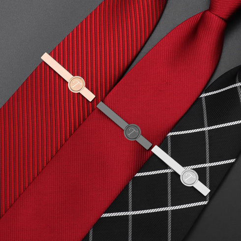 AMITER 3pcs Tie Clips with Initial A-Z, Skinny Tie Bar for Mens Regular Neckties...