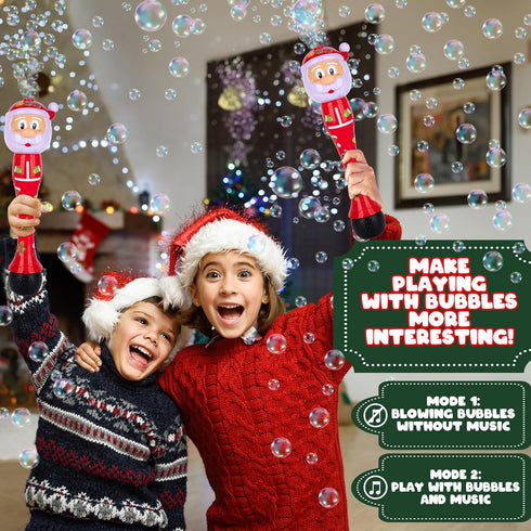 Light Up Christmas Santa Bubble Wand for Kids, 14 Inch Bubble Blower with Lights & Sound Effects, Bubbles for Kids Ages 1 2 3 4 5 6 Bubble Toys, C...