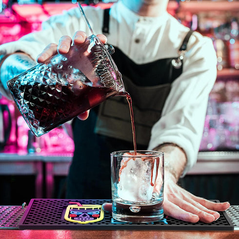 Tiki Bar Mat 6 x 12 Inches Thick Rubber Bar Mat Fluorescent Pattern Non Slip Bar Mat for Countertop Entertaining and Vibrant Home Bar Service Mat ...