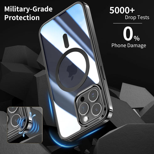 Jmltech for iPhone 15 Pro Max Case Clear Magnetic Protective Crystal Clear Silicone Bumper Hard Back Shockproof Phone Cases for iPhone 15 Pro Max ...