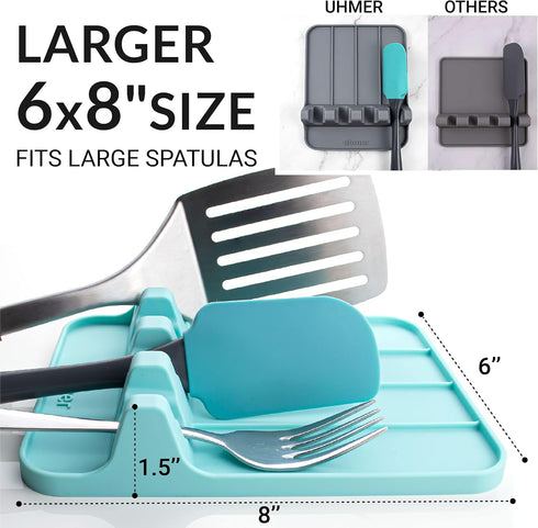 Silicone Spoon Rest for Multiple Utensils, Heat Resistant Utensil Rest with Drip Pad, BPA-free Spoon Rest for Kitchen Counter(Turquoise)...