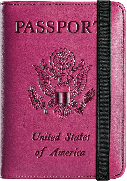 Passport Holder Cover Wallet Travel Essentials RFID Blocking Leather Card Case International Must Haves Travel Accessories for Women Men(101#Purpl...