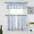 FMFUNCTEX Blue White Tier Curtains 36 Inch Length for Kitchen Windows White Blossom Floral Print Half Bathroom Window Curtain Panels Café Curtains...