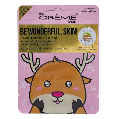 The Crème Shop Be Wonderful, Skin! Reindeer Holiday Animated Face Sheet Mask | Korean Sheet Mask | Holiday Gifts for Women | Stocking Stuffers (3 ...
