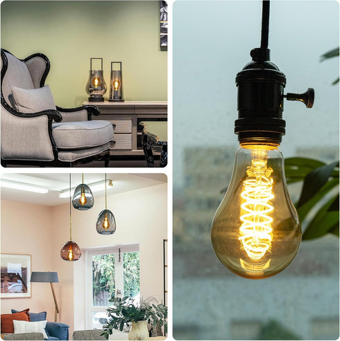 LED Edison Light Bulbs, 6W Equivalent to 60W, 2500K Warm White, A21 Flexible Spiral LED Filament Light Bulbs, Dimmable Vintage LED Bulb, Antique L...