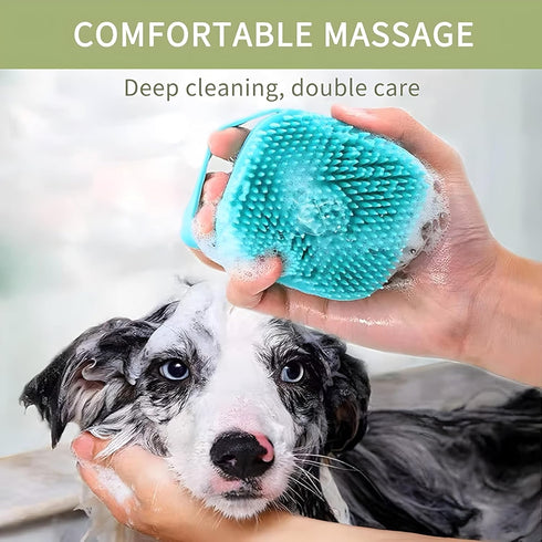 JASLAH 3 Sets with Comb, Pet Grooming Bath Brush Soft Silicone Bristle for Long Short Haired Dogs and Cats Shower, Bath Brush Soothing Massage Rub...