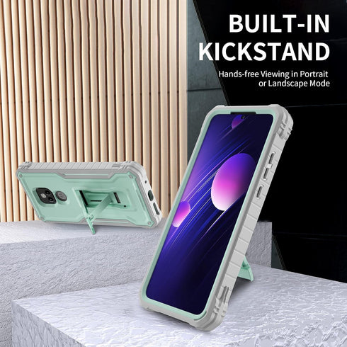 DUOPAL for Motorola Moto G Play 2021 Case, Military Grade Protection Shockproof Case with Tempered Glass HD Screen Protector and Kickstand Compati...