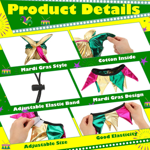 4 Pcs Mardi Gras Dog Costume Mardi Gras Clown Jester High Collar Cape Pet Accessories Set Golden Green Purple Dog Dress up with Mardi Gras Mask Co...