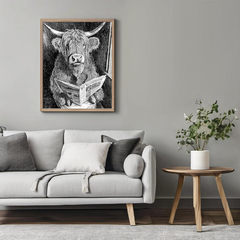 Posterizer 1 pcs-funny cute highland cow reading on toilet 5-Bathroom Restroom Art-Art for Animal Lovers-Decor for Home & Office- unframed wall ar...
