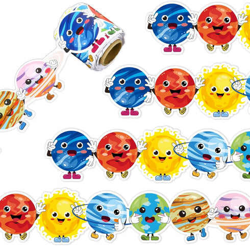 Whaline 32.8ft Outer Space Bulletin Board Borders Cartoon Solar System Die-Cut Rolled Border Trim for School Classroom Office Chalkboard Decoratio...