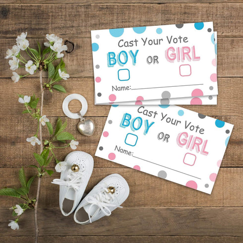 Gender Reveal Party Voting Cards, Baby Shower Game, 50 Cards, Pink and Blue, 3.5 x 2 Inches...