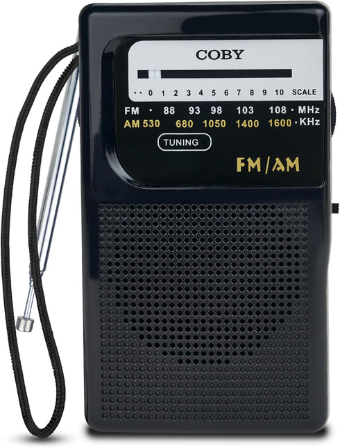 Coby Portable AM/FM Radio, Retro Pocket Radio for Indoor or Outdoor Use, Emergency-Preparedness Essential, 800-Hour Battery, Powerful Speakers, In...