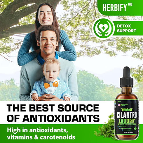 HERBIFY Cilantro Tincture - Herbal Cilantro Supplement for Detox - Rich Source of Antioxidants - Supports Heart and Body Cleanse - Made in USA - C...