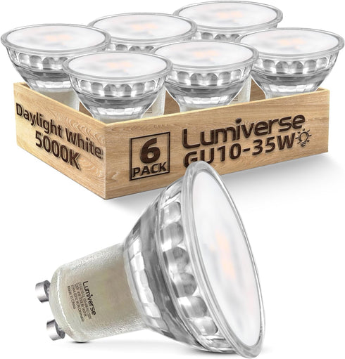GU10 LED Bulb, Non-dimmable 4W (50W Equivalent) 100 Degree Flood Beam 5000K Daylight White, Halogen Replacement for Kitchen, Range Hood, Living Ro...