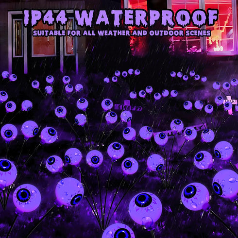 Brizled Solar Halloween Lights, 2 Pack Total 12 LED Halloween Eyeball Lights, 2 Modes Outdoor Halloween Lights, Purple Swaying Firefly Lights, Hal...