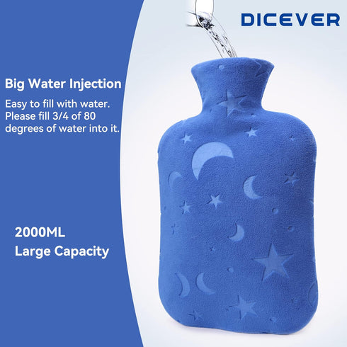 Hot Water Bottle with Soft Cover, 2L Hot Water Bag for Menstrual Cramps, Neck and Shoulder Pain Relief, Hot and Cold Therapies, Hand Feet Warmer, ...